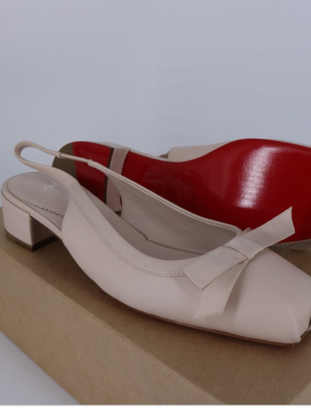 Christian Louboutin 40 Mamaflirt Sling 30mm Nude Leche Ballerina Slingback E955